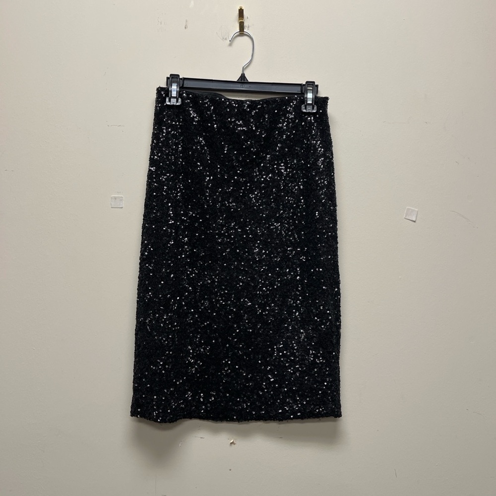 Black Sequin Knee length pencil skirt
